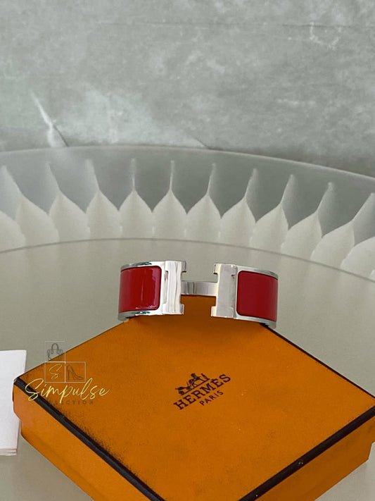 HERMES Clic Clac Wide Pm Size Red Enamel PHW