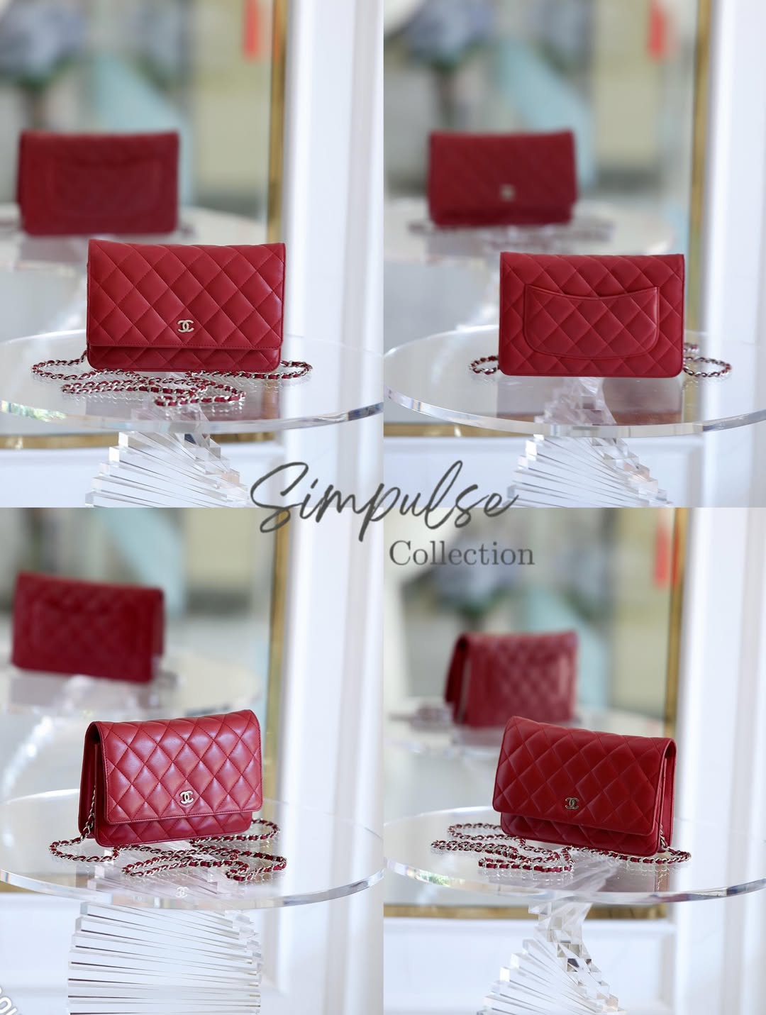 CHANEL Red Lambskin WOC SHW