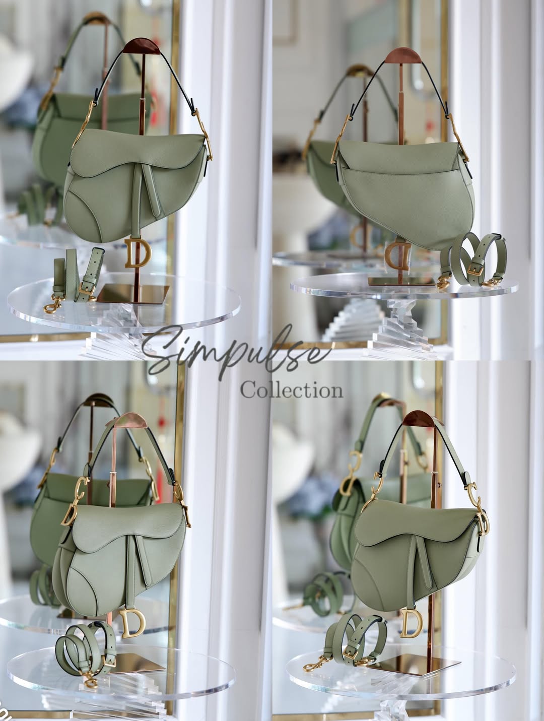 DIOR Medium Saddle Bag in Sage Green Grained Calfskin GHW