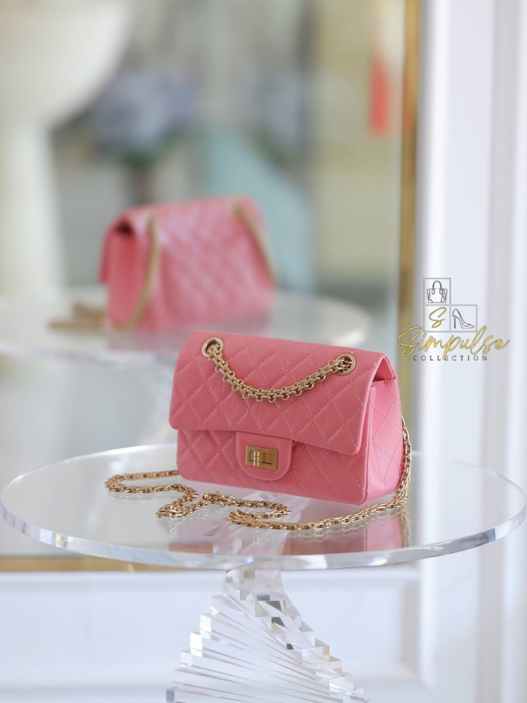 CHANEL Mini 2.55 Reissue Pink Flap Bag GHW