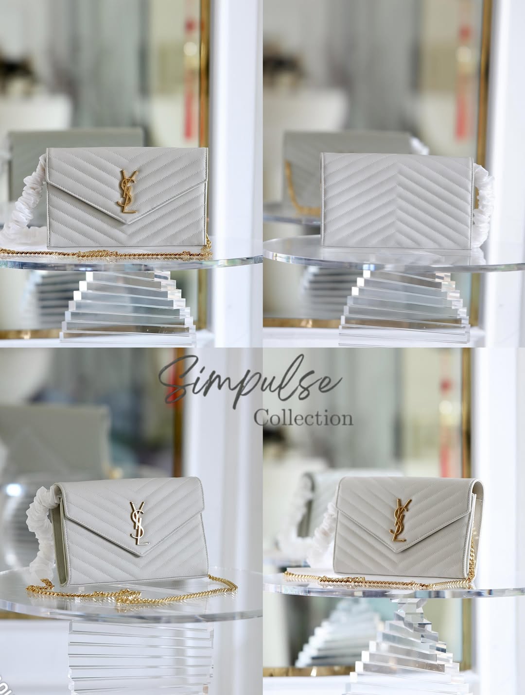YVES SAINT LAURENT Cassandre Metelasse Envelope WOC GHW