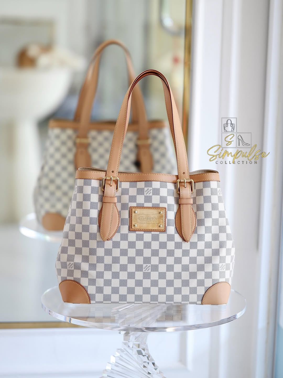 LOUIS VUITTON Azur Canvas Hampstead MM Bag