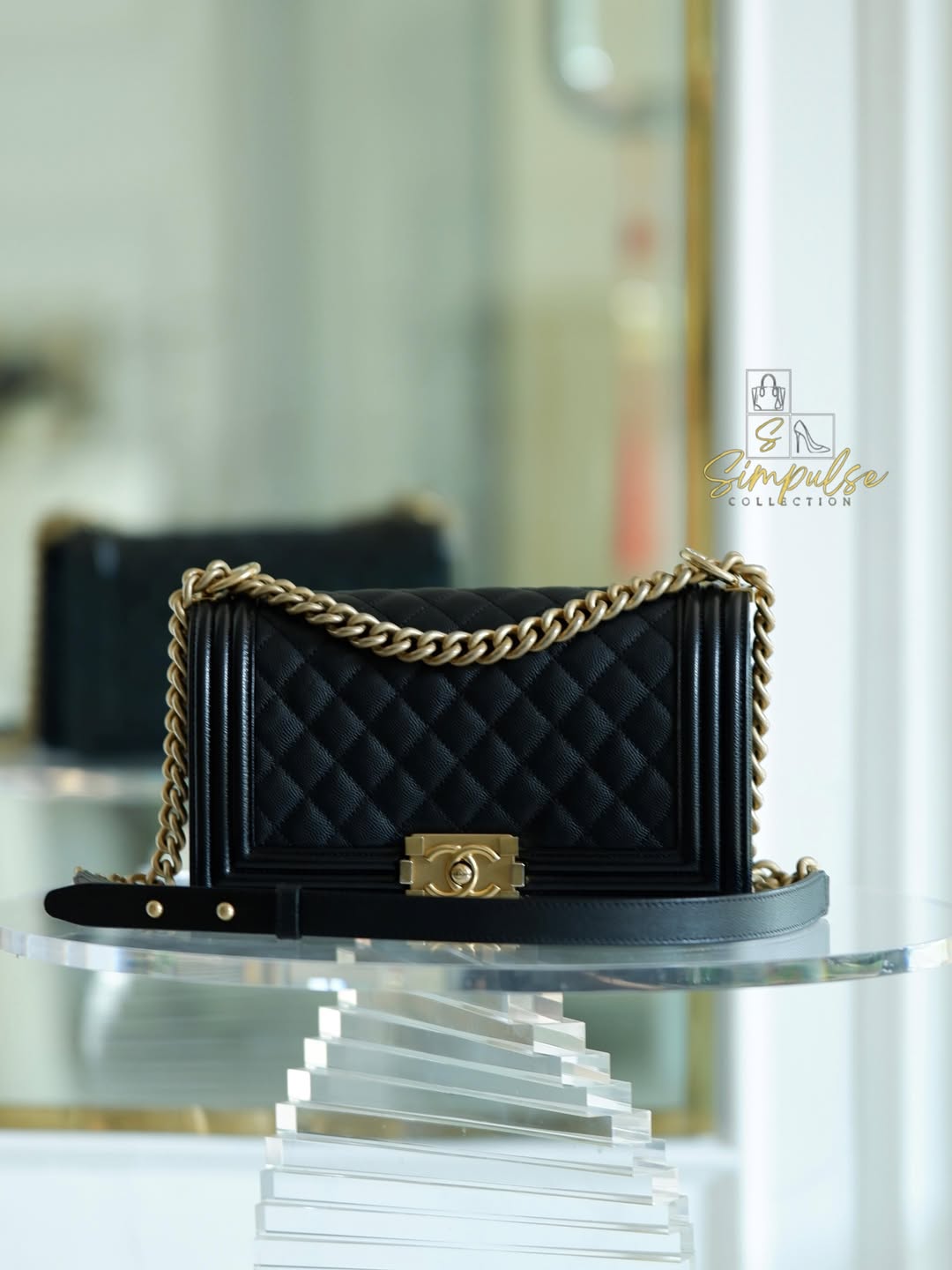 Chanel Leboy Old Medium Caviar Black GHW