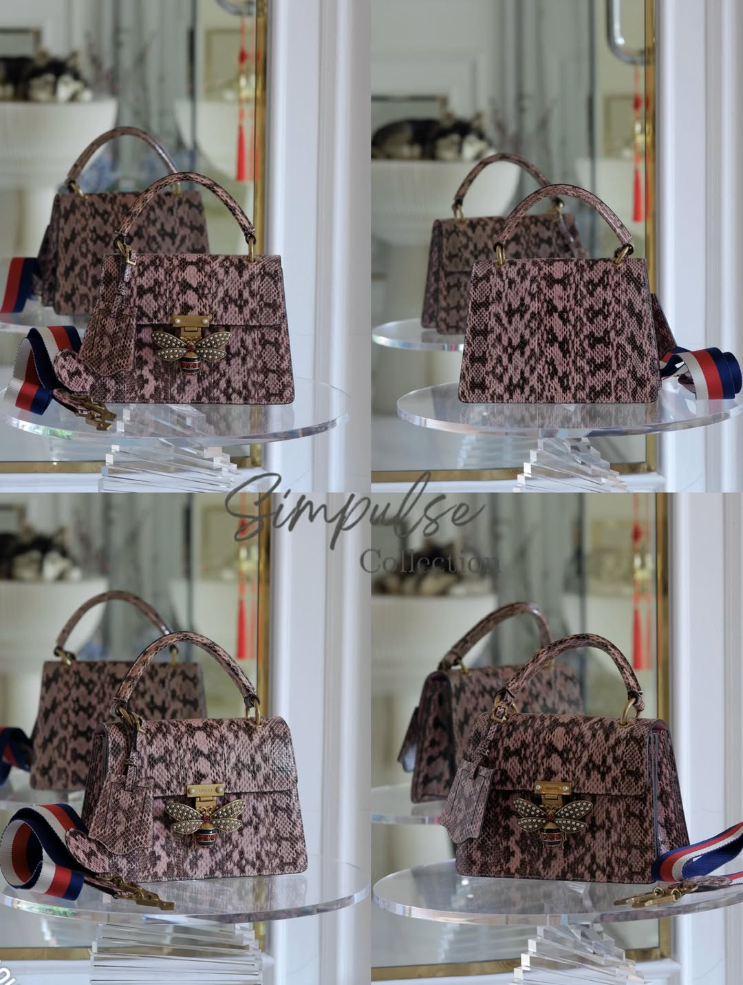 Gucci Queen Margaret Small Snakeskin Top Handle in Pink