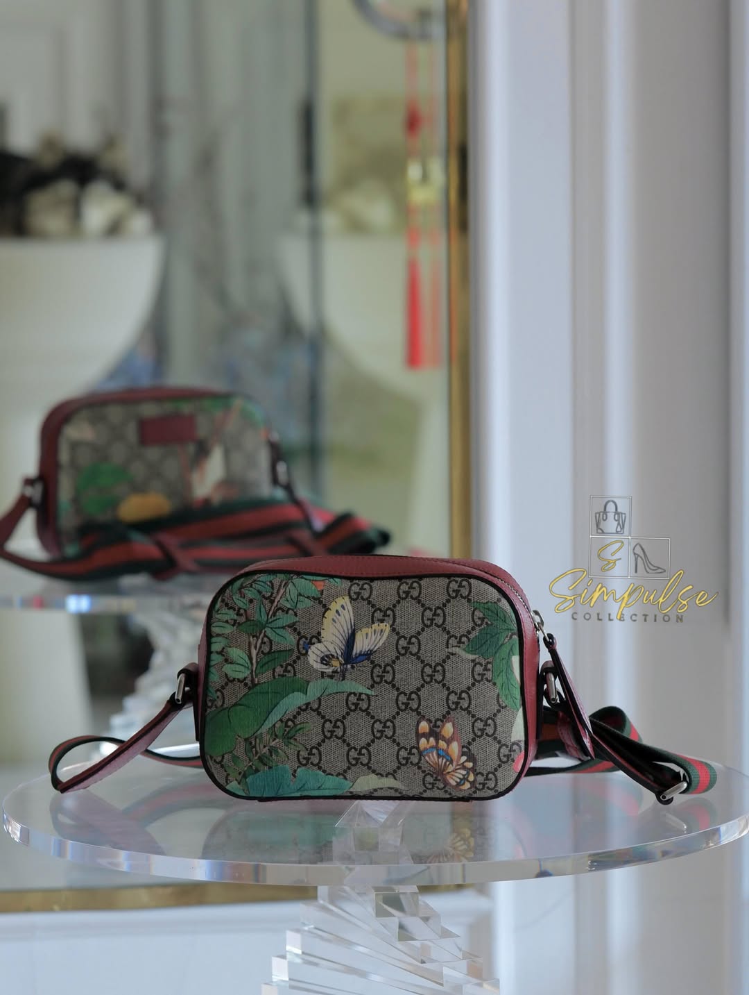 Gucci GG Supreme Monogram Tian Web Small Camera Bag