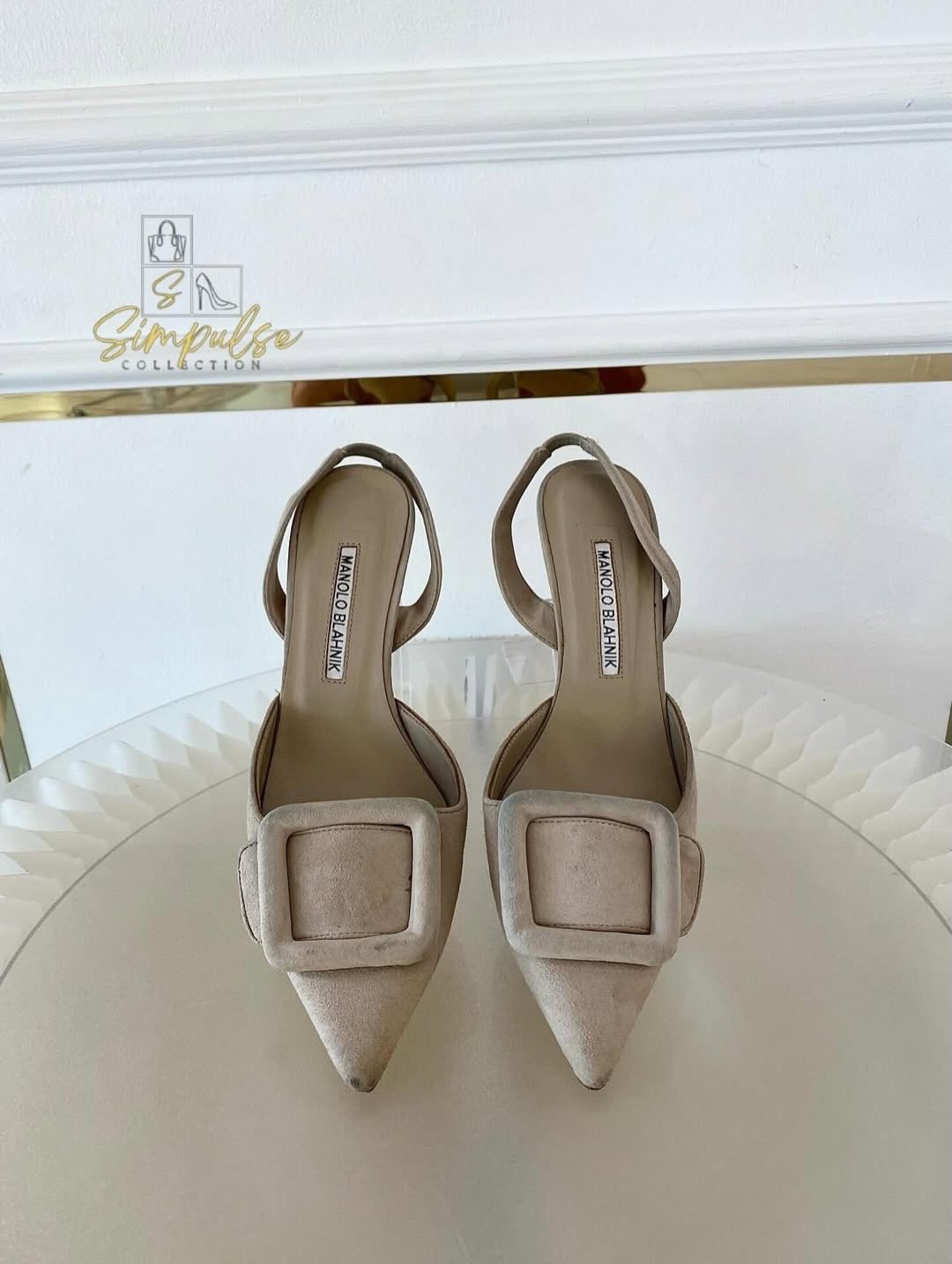 Manolo Blahnik Maysil Suede Slingback Pumps