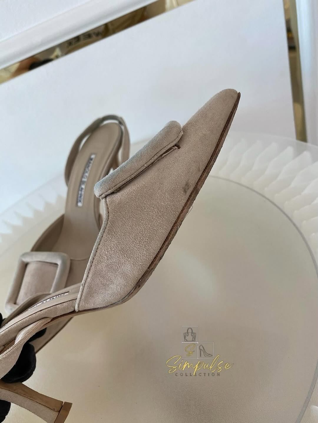 Manolo Blahnik Maysil Suede Slingback Pumps