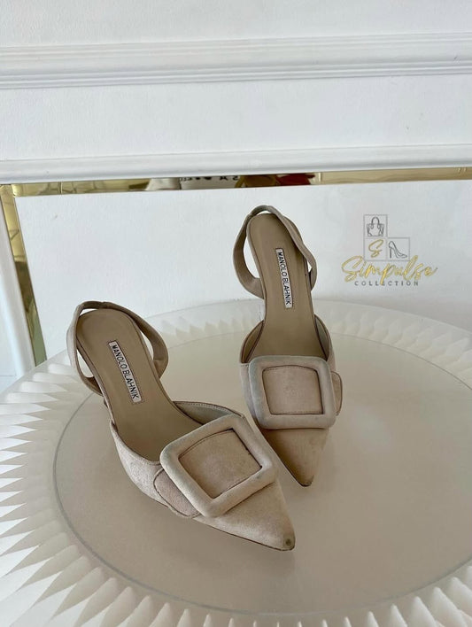 Manolo Blahnik Maysil Suede Slingback Pumps