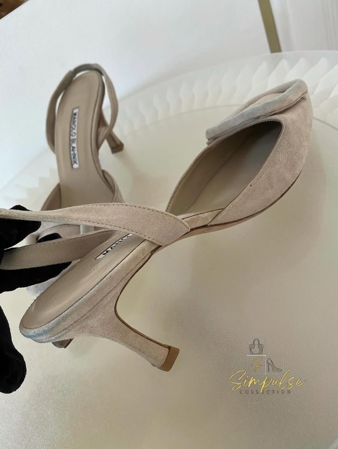 Manolo Blahnik Maysil Suede Slingback Pumps