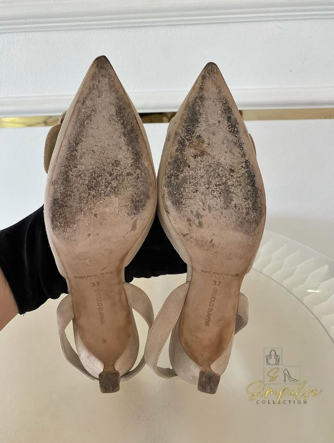 Manolo Blahnik Maysil Suede Slingback Pumps