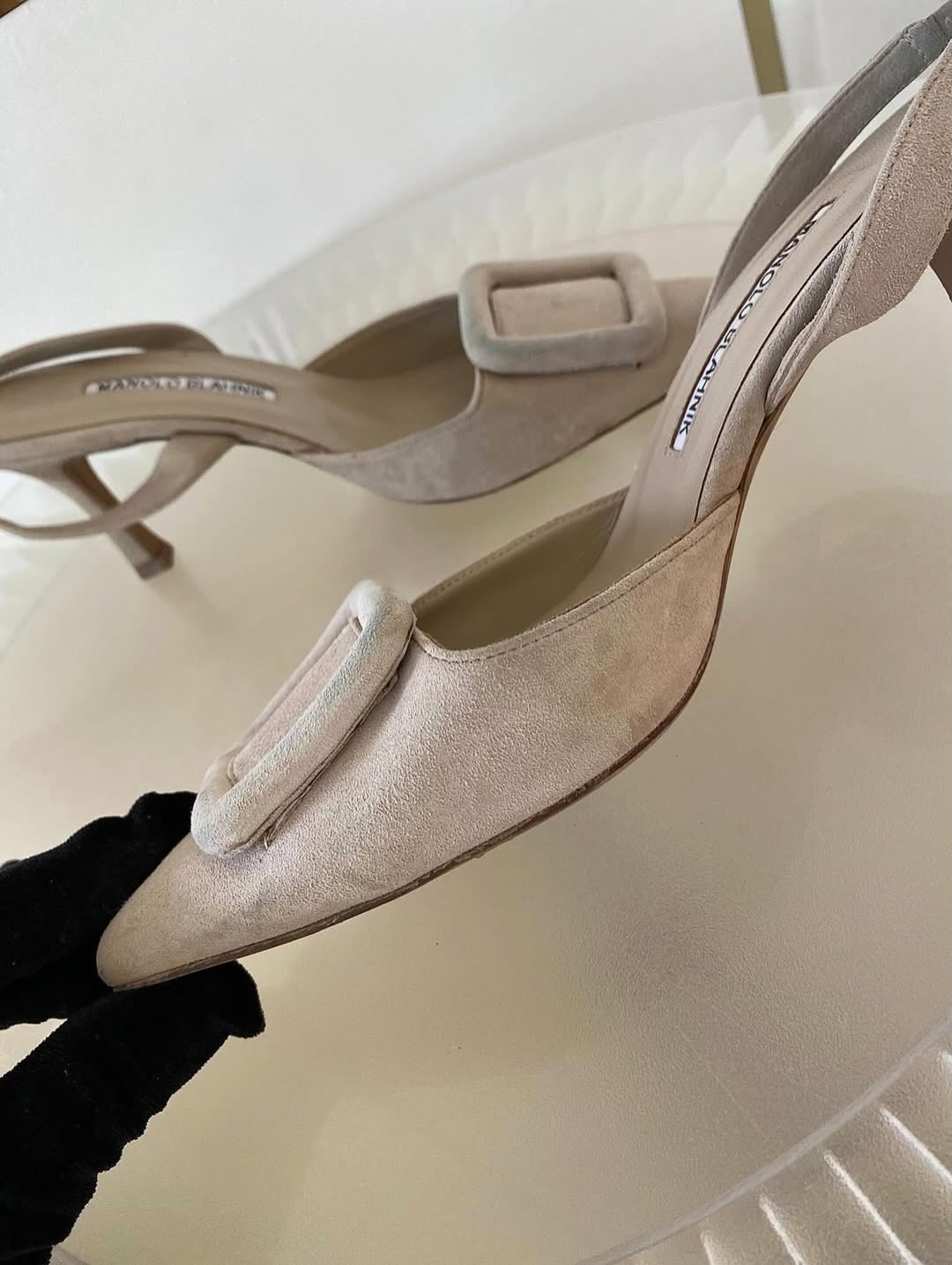 Manolo Blahnik Maysil Suede Slingback Pumps