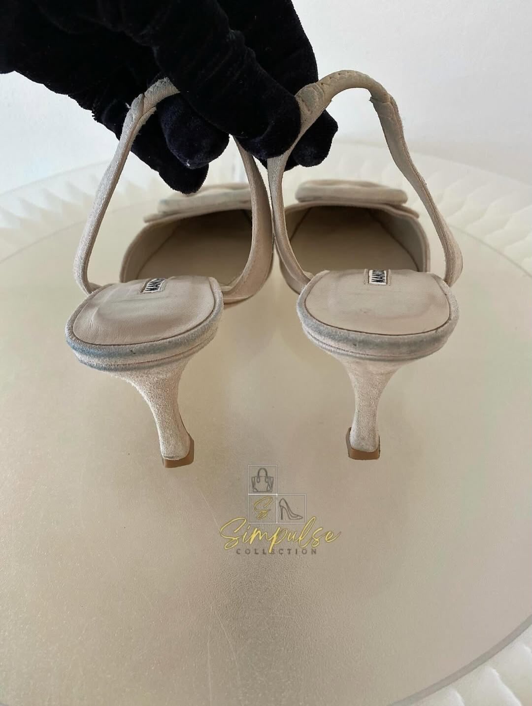 Manolo Blahnik Maysil Suede Slingback Pumps