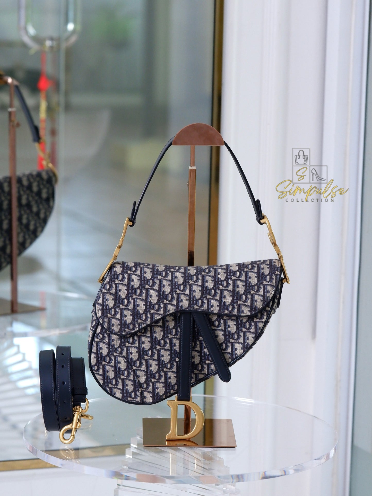 Dior Saddle Medium Blue in GHW