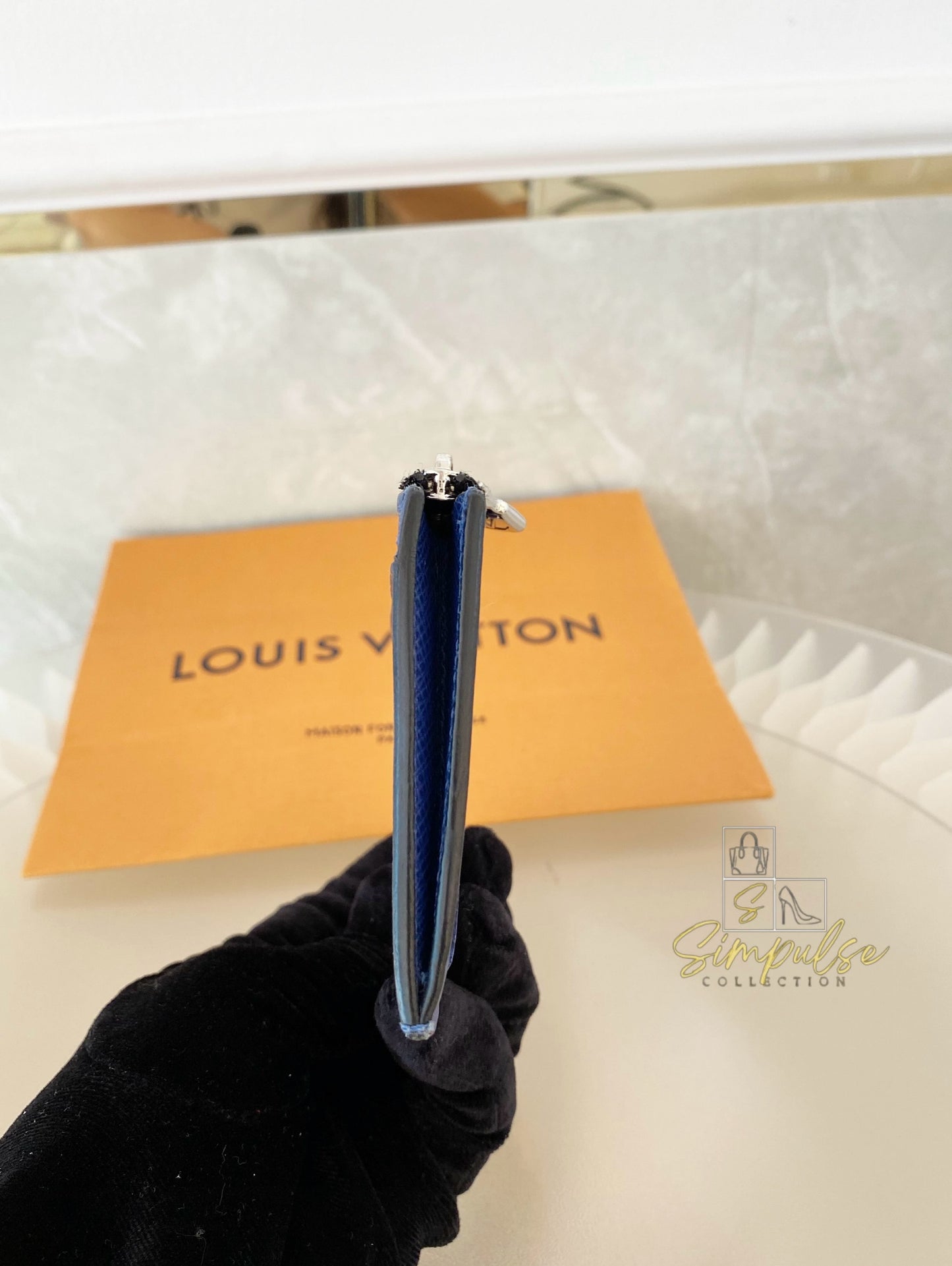 Louis Vuitton Cobalt Monogram Taigarama Coin Card Holder