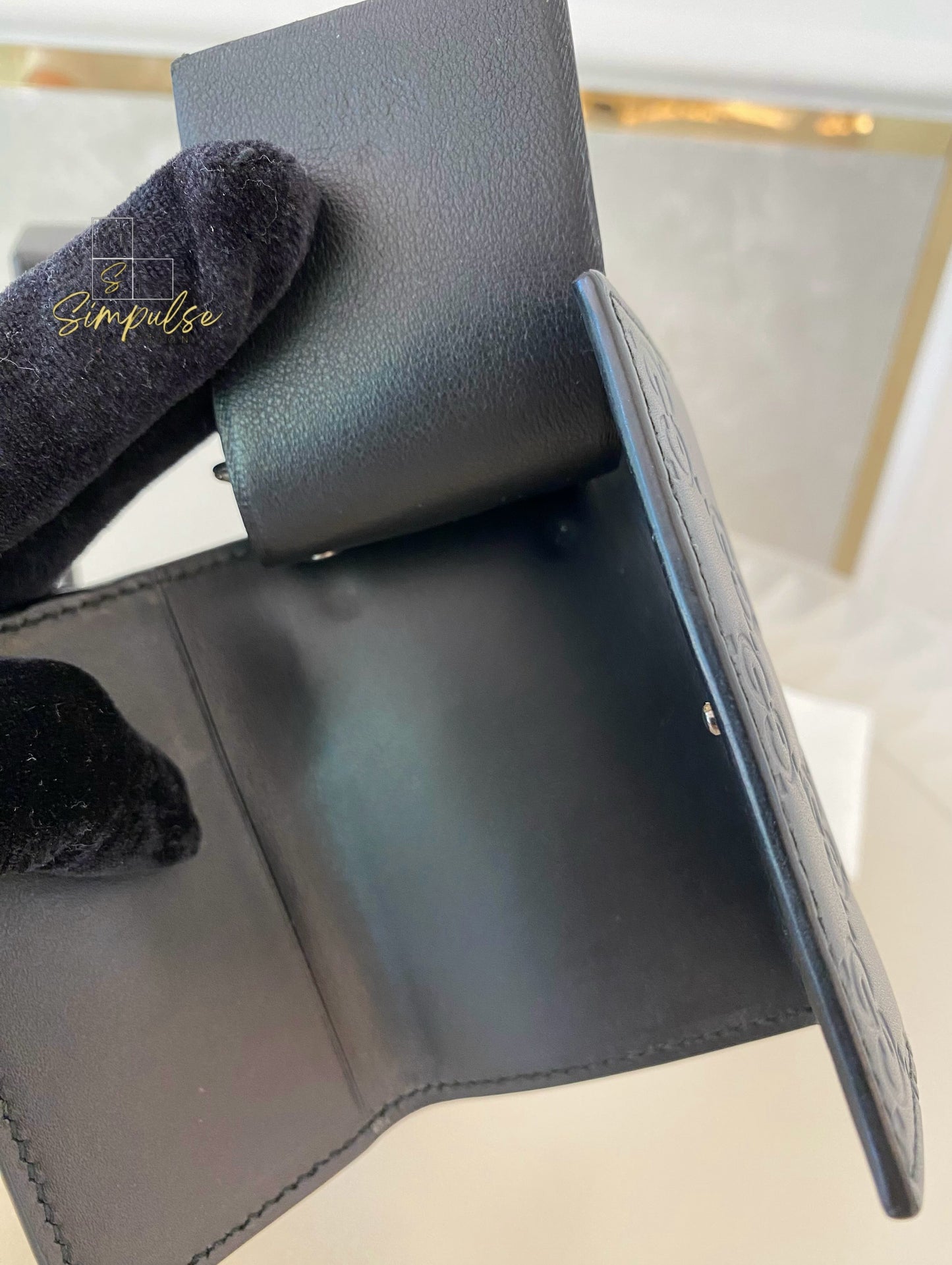 Gucci Black Leather Monogram Key Case
