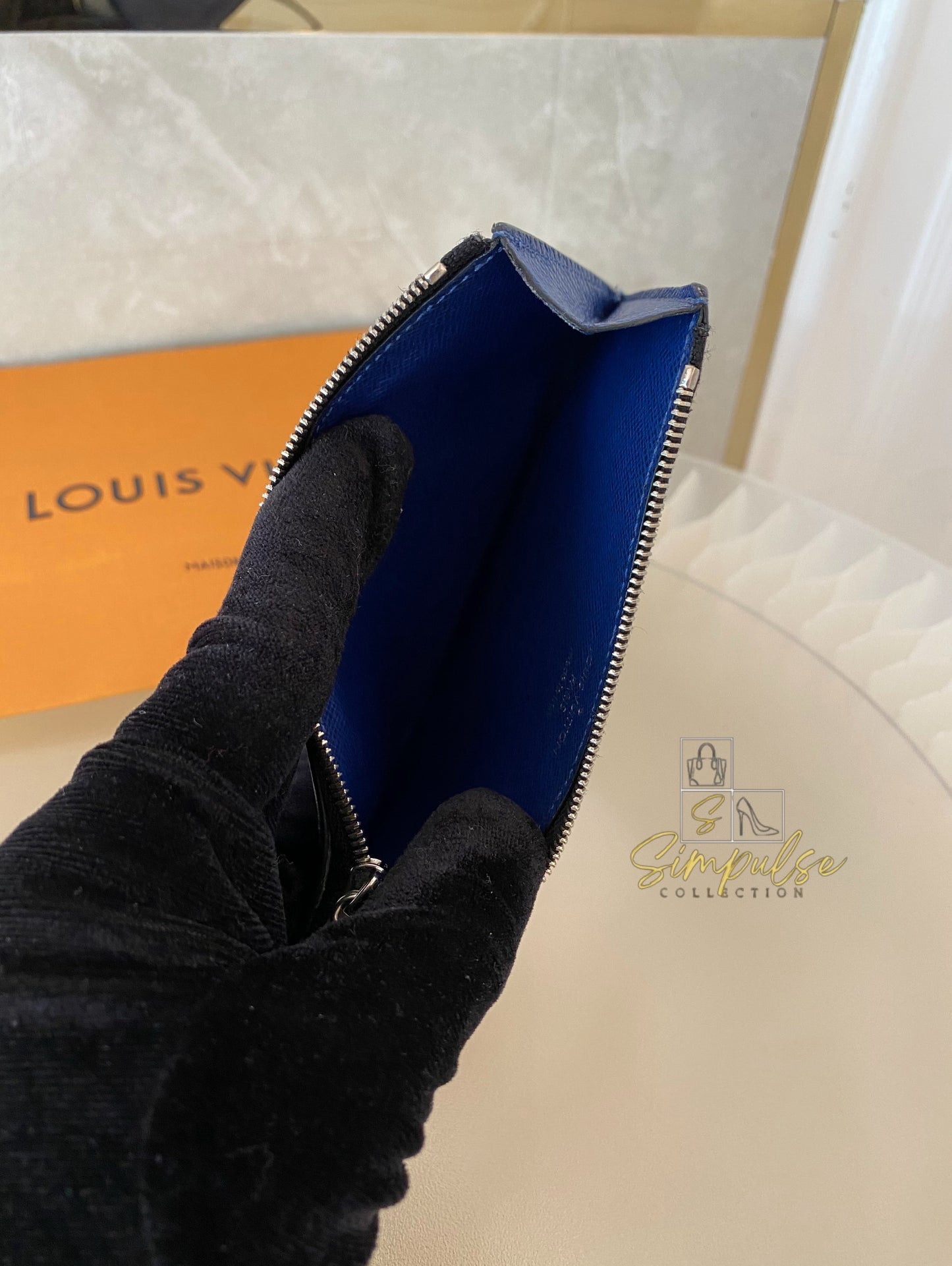 Louis Vuitton Cobalt Monogram Taigarama Coin Card Holder