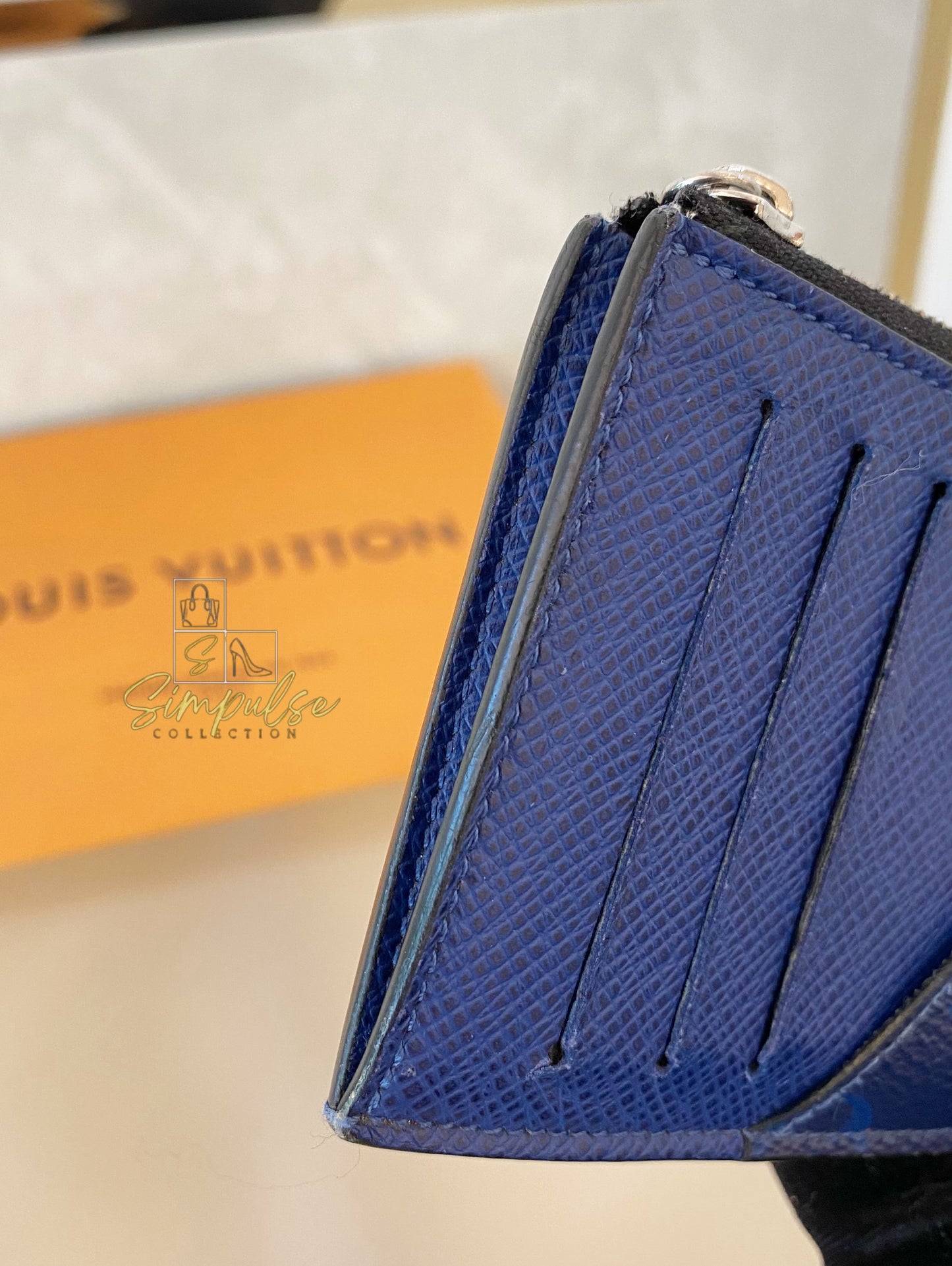 Louis Vuitton Cobalt Monogram Taigarama Coin Card Holder