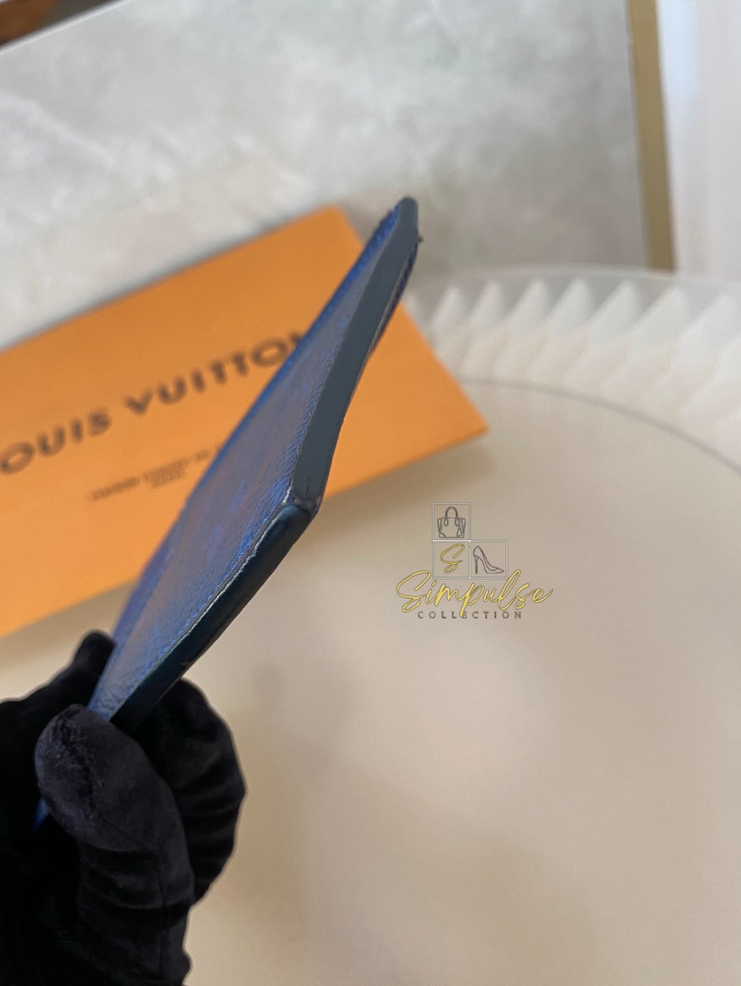Louis Vuitton Cobalt Monogram Taigarama Coin Card Holder