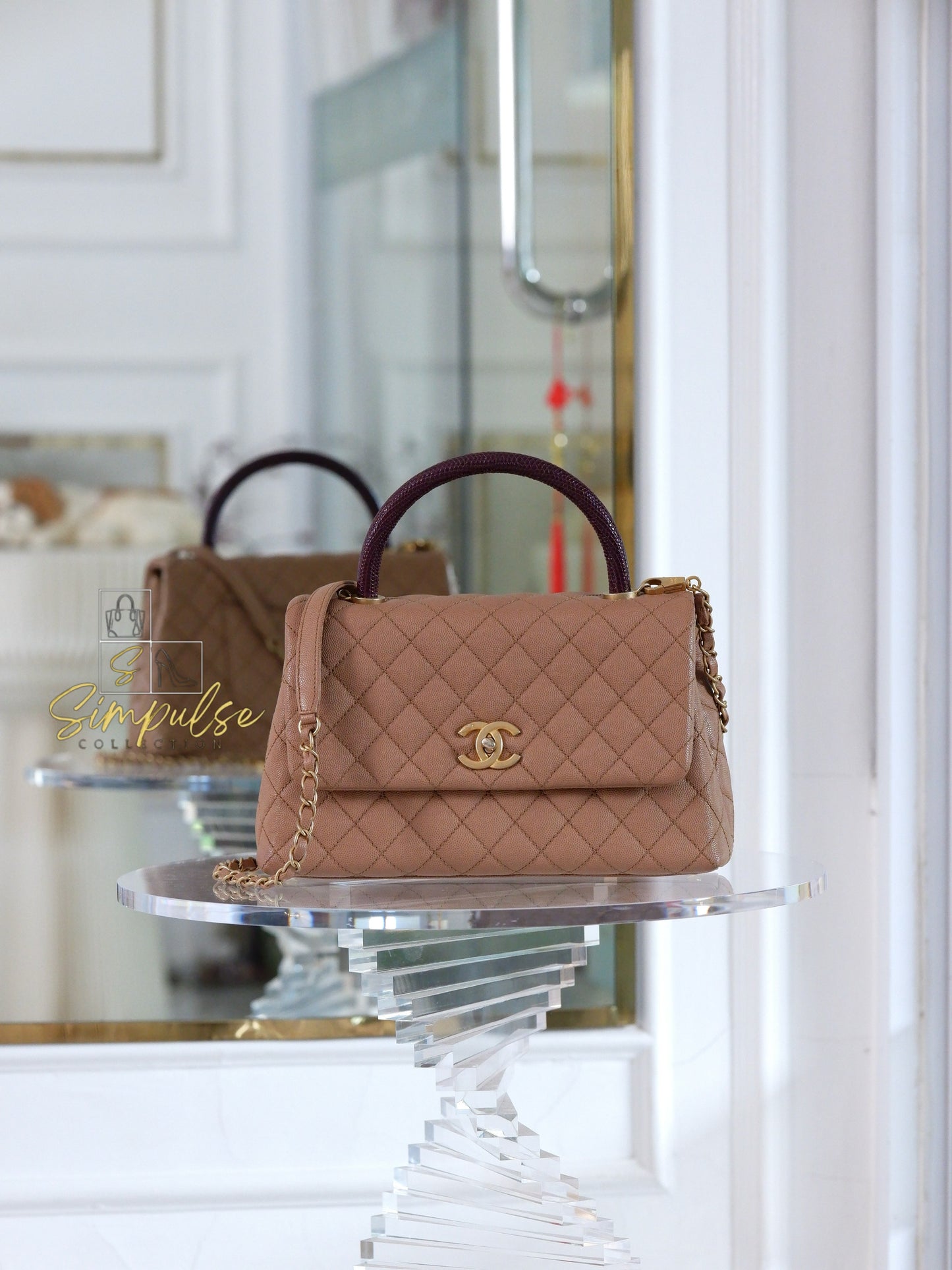 Chanel Coco Lizard Medium Top Handle