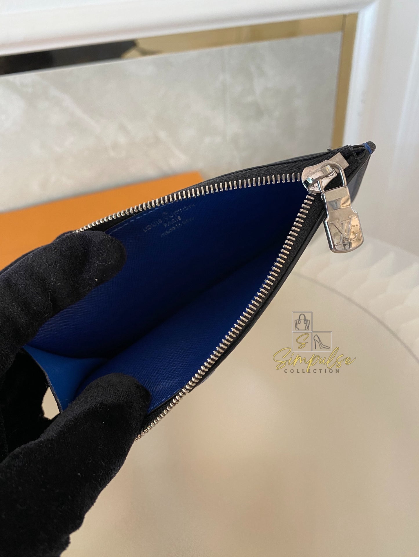 Louis Vuitton Cobalt Monogram Taigarama Coin Card Holder