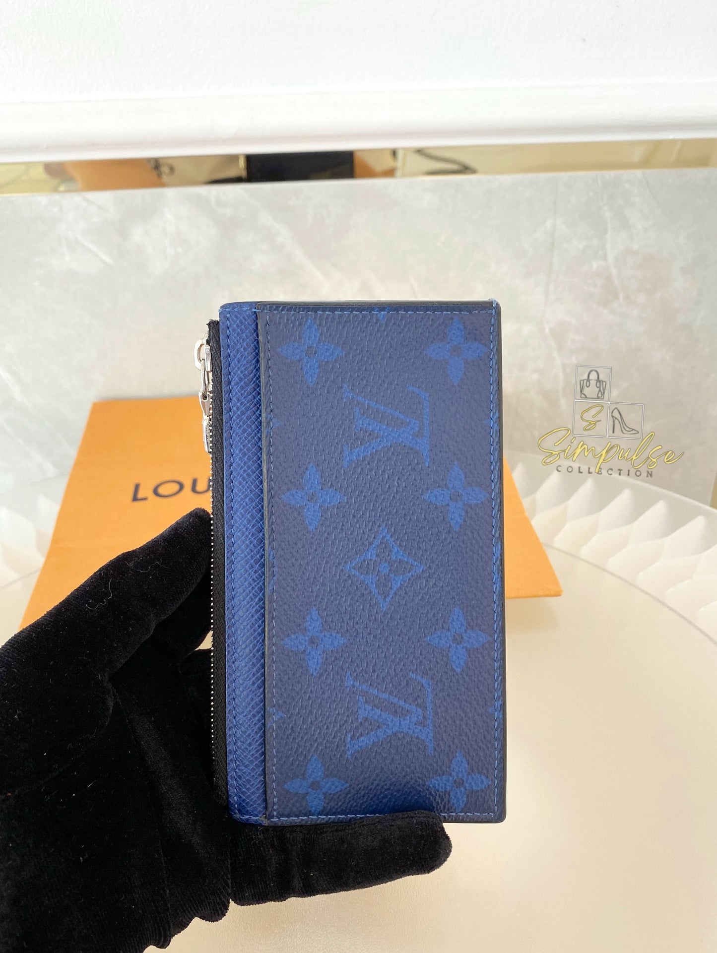 Louis Vuitton Cobalt Monogram Taigarama Coin Card Holder