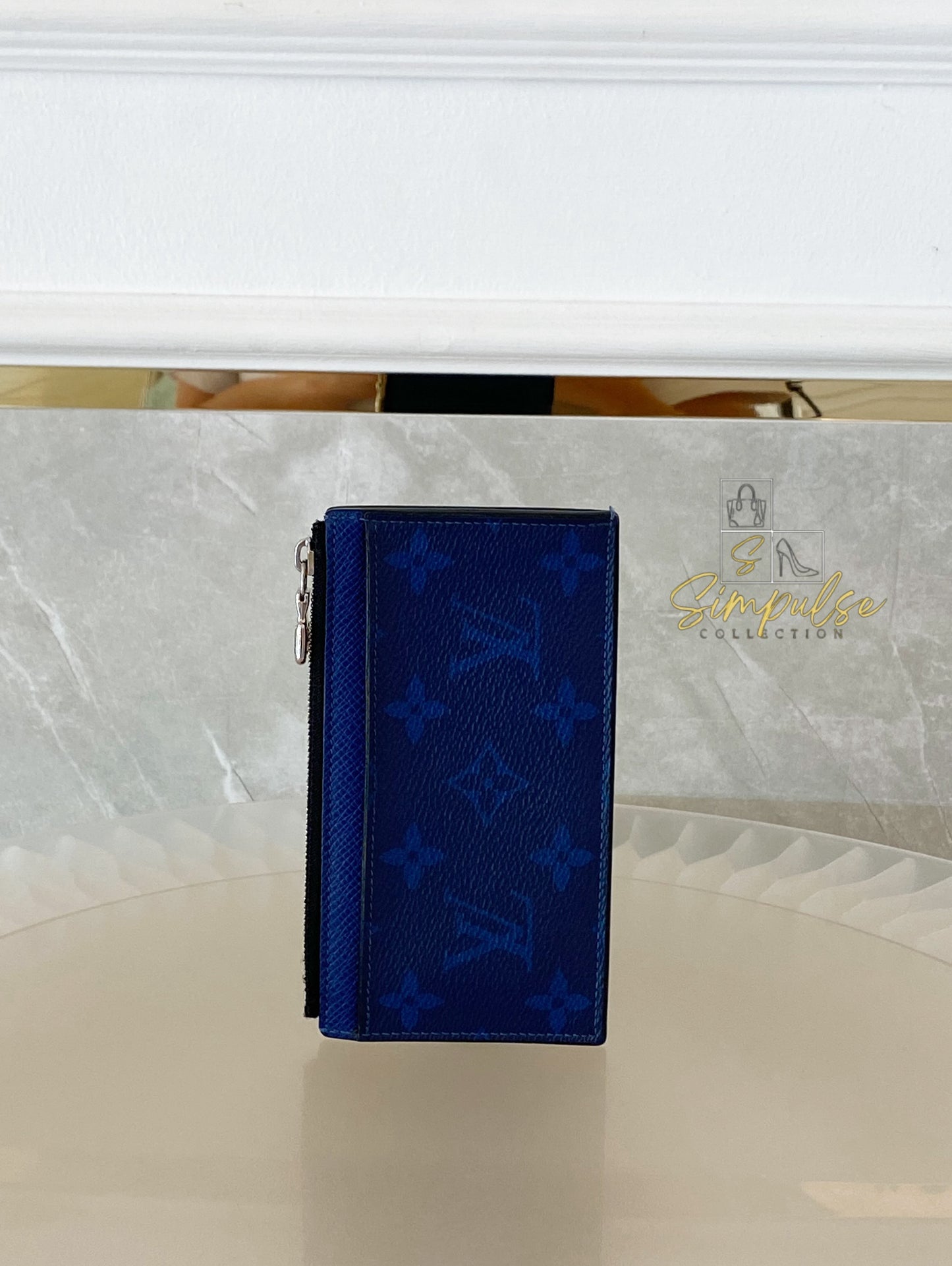 Louis Vuitton Cobalt Monogram Taigarama Coin Card Holder
