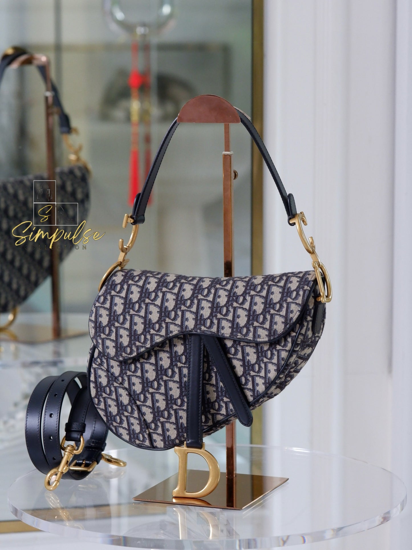 Dior Saddle Medium Blue in GHW