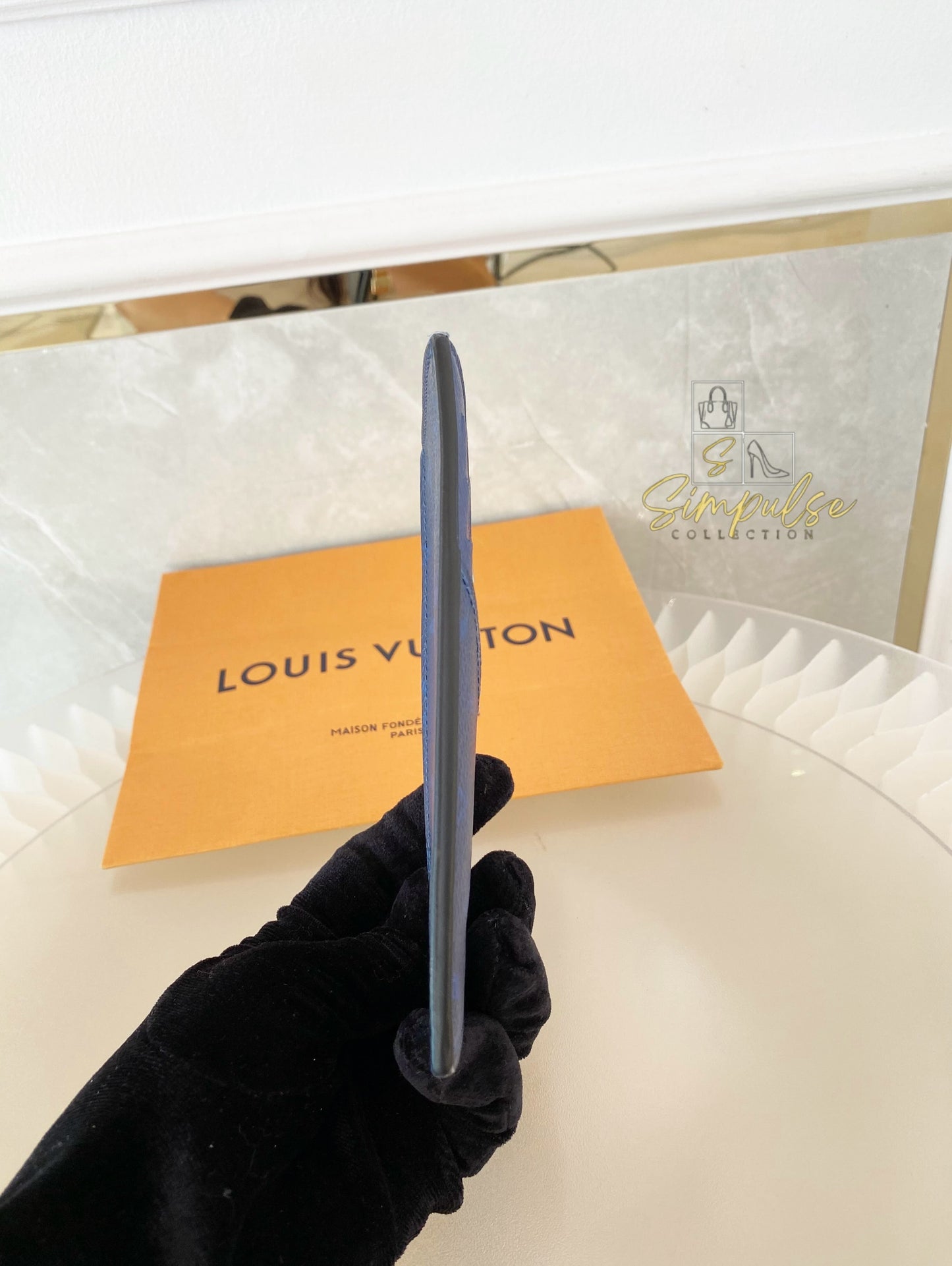 Louis Vuitton Cobalt Monogram Taigarama Coin Card Holder