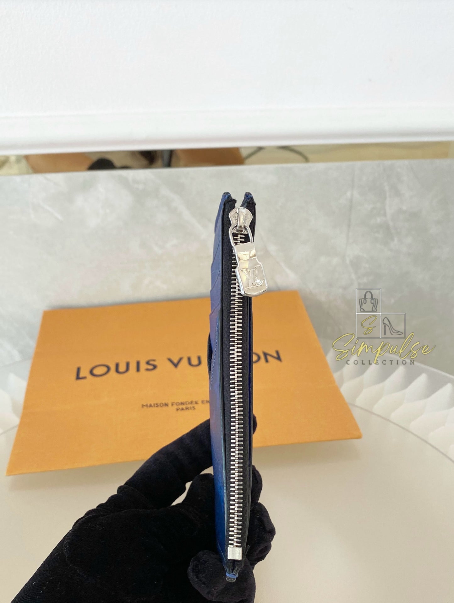 Louis Vuitton Cobalt Monogram Taigarama Coin Card Holder