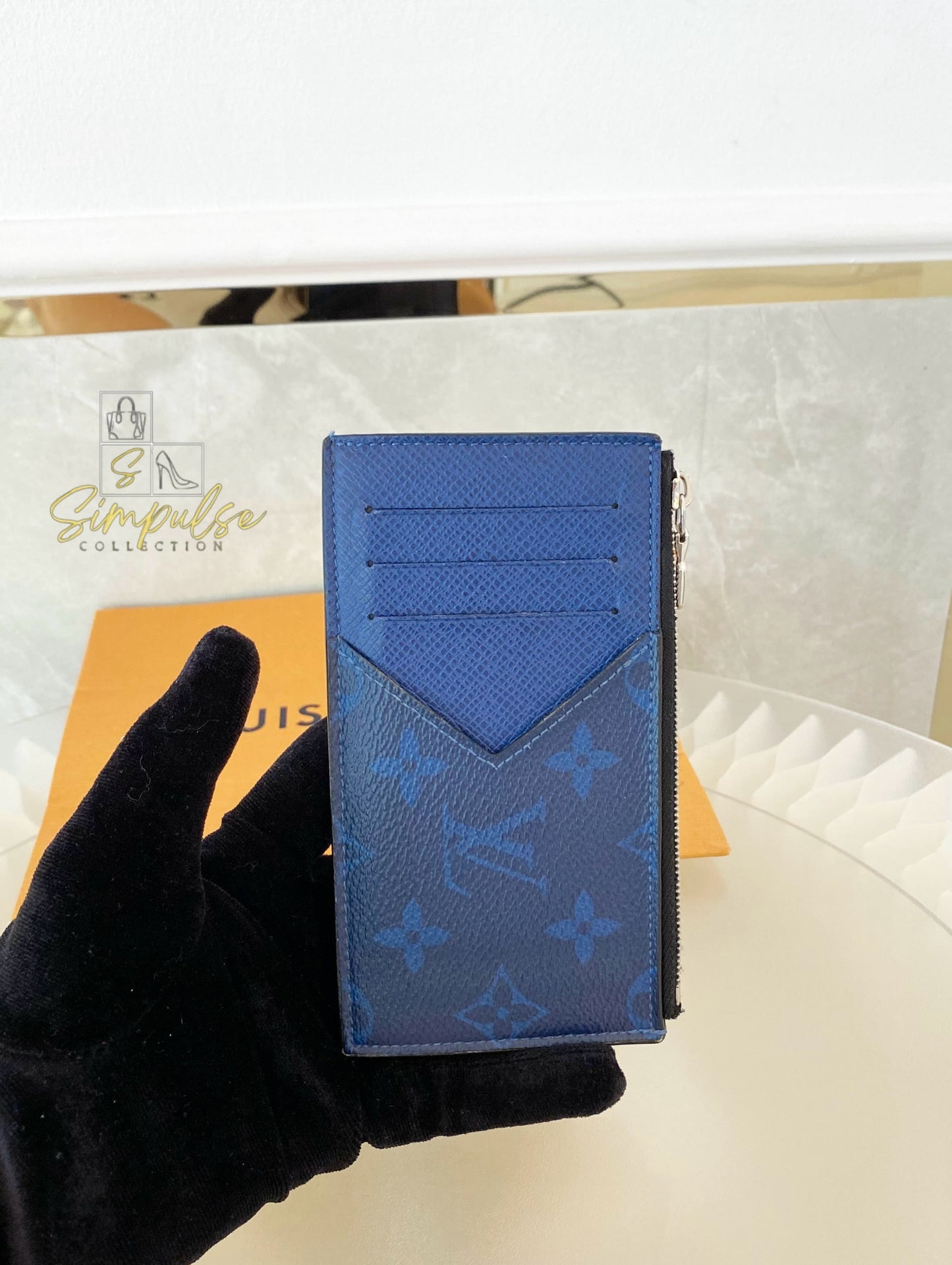 Louis Vuitton Cobalt Monogram Taigarama Coin Card Holder