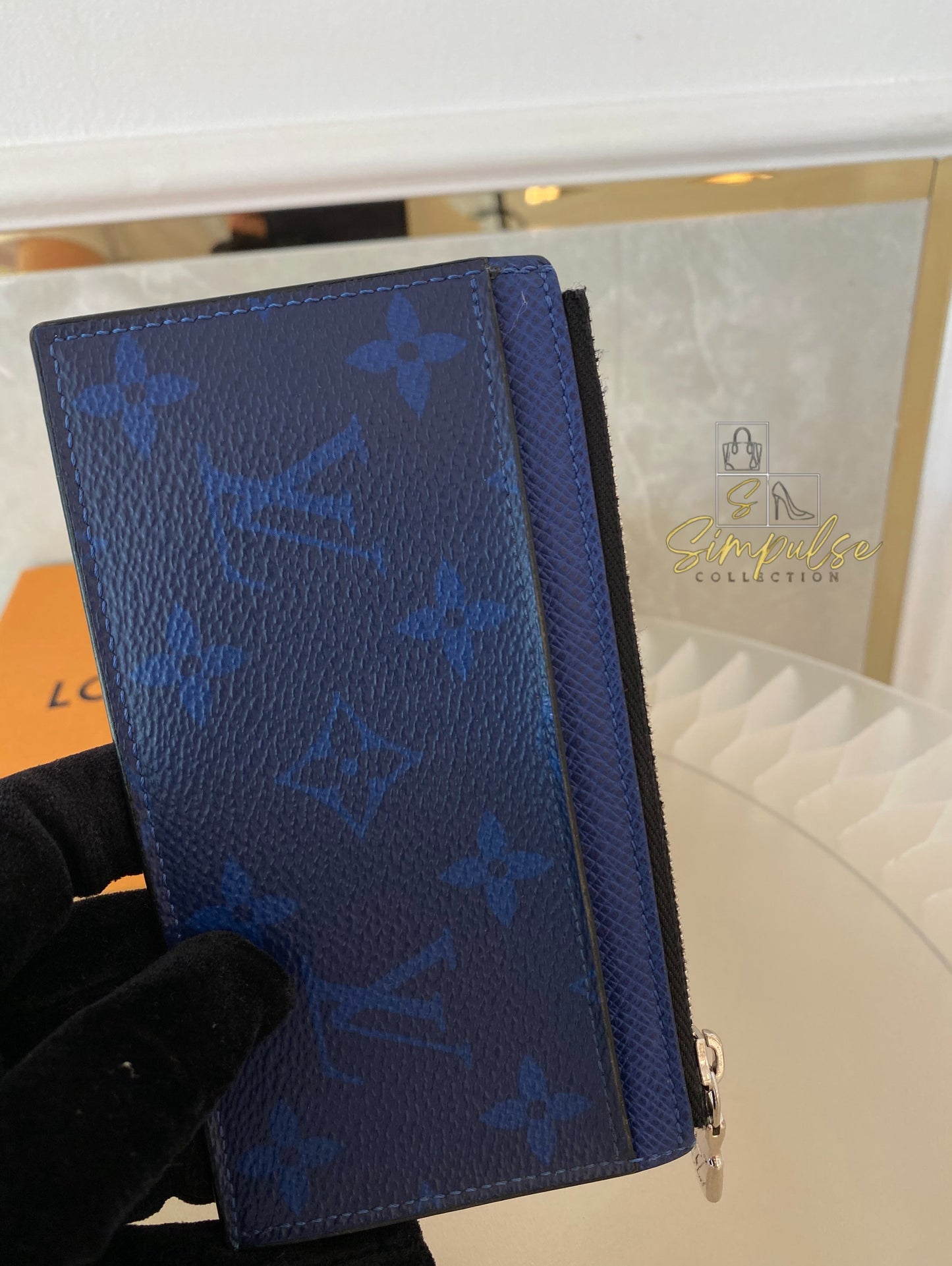 Louis Vuitton Cobalt Monogram Taigarama Coin Card Holder