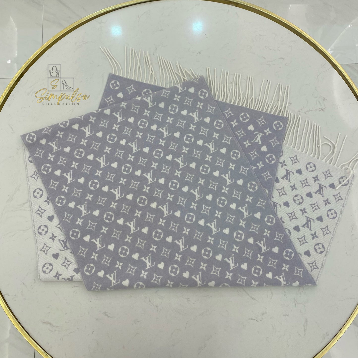 Louis Vuitton Blue and White Monogram Shawl
