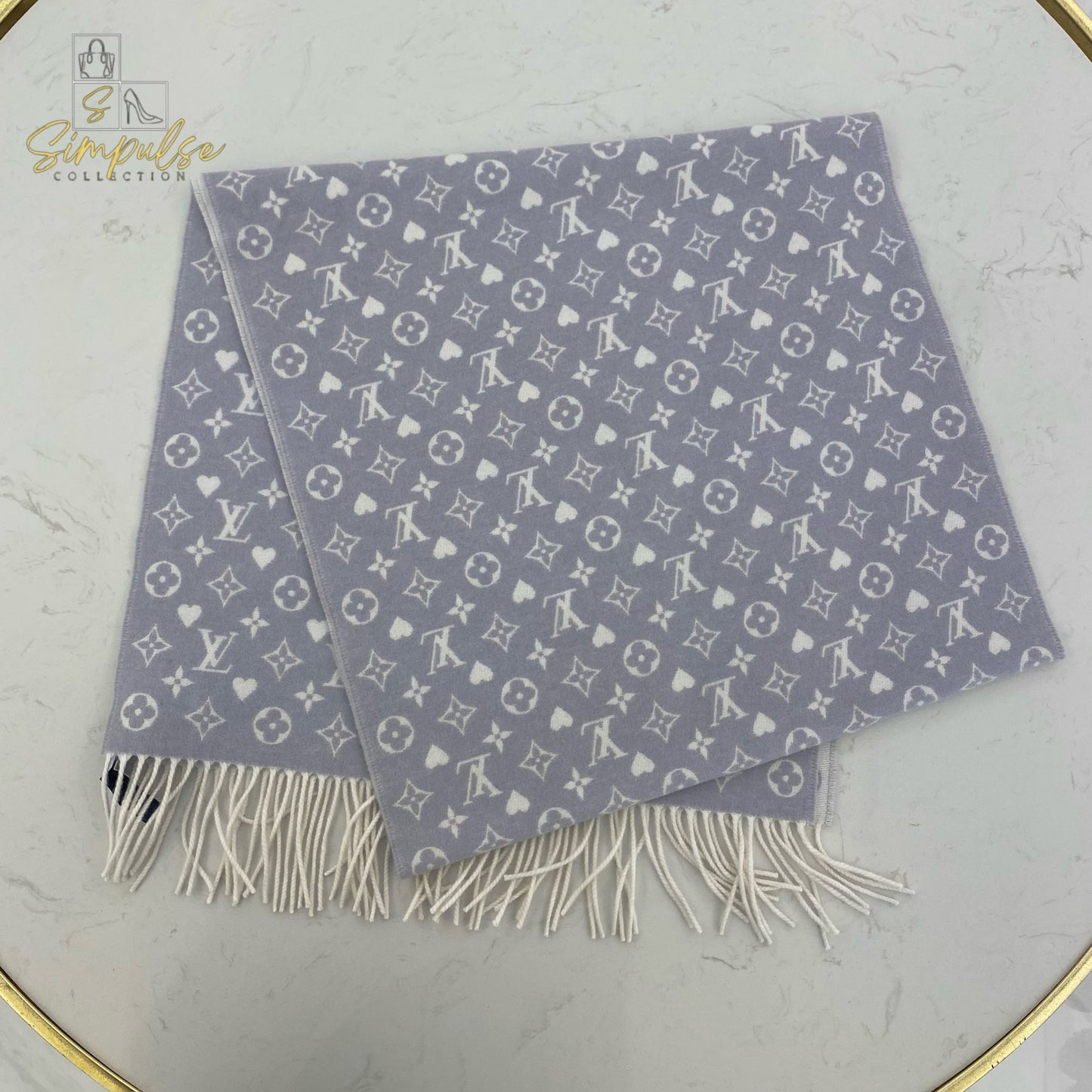 Louis Vuitton Blue and White Monogram Shawl