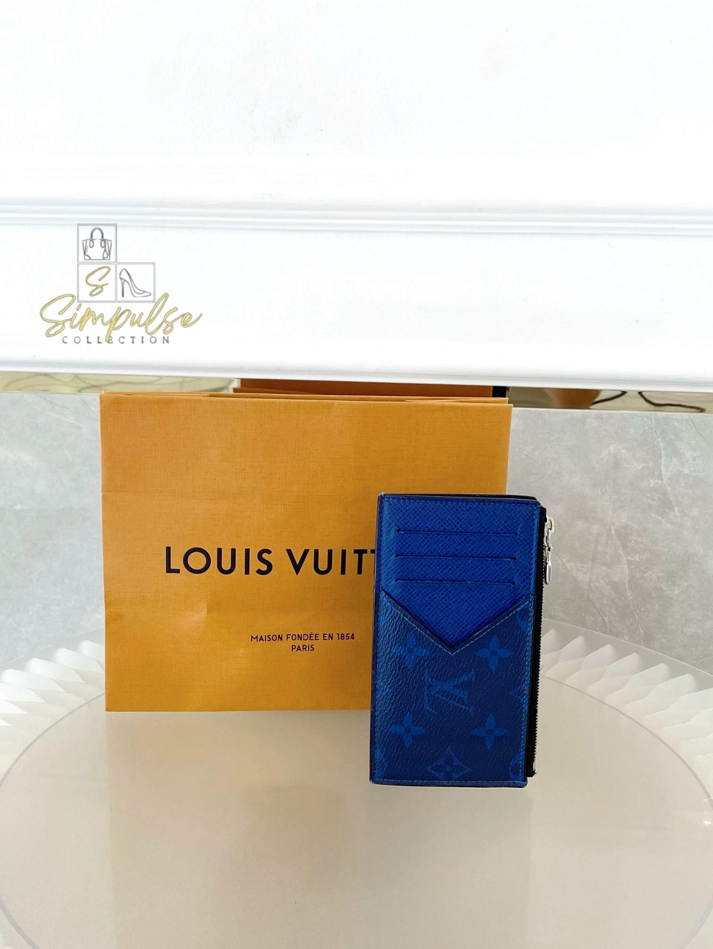 Louis Vuitton Cobalt Monogram Taigarama Coin Card Holder