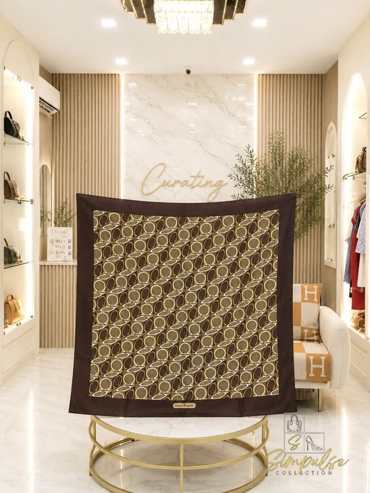 Salvatore Ferragamo Scarf Brown Gancini Logo Pattern