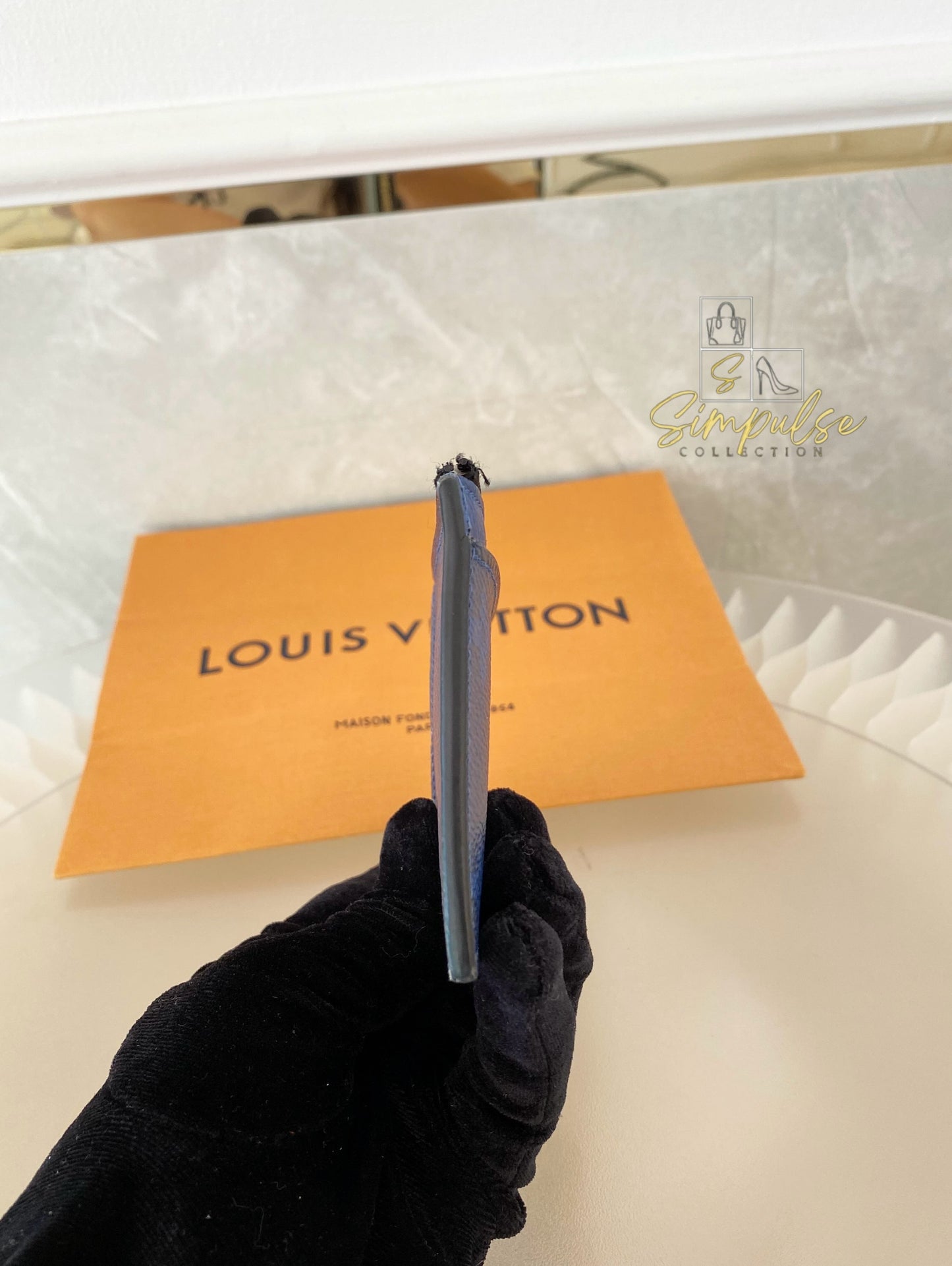 Louis Vuitton Cobalt Monogram Taigarama Coin Card Holder