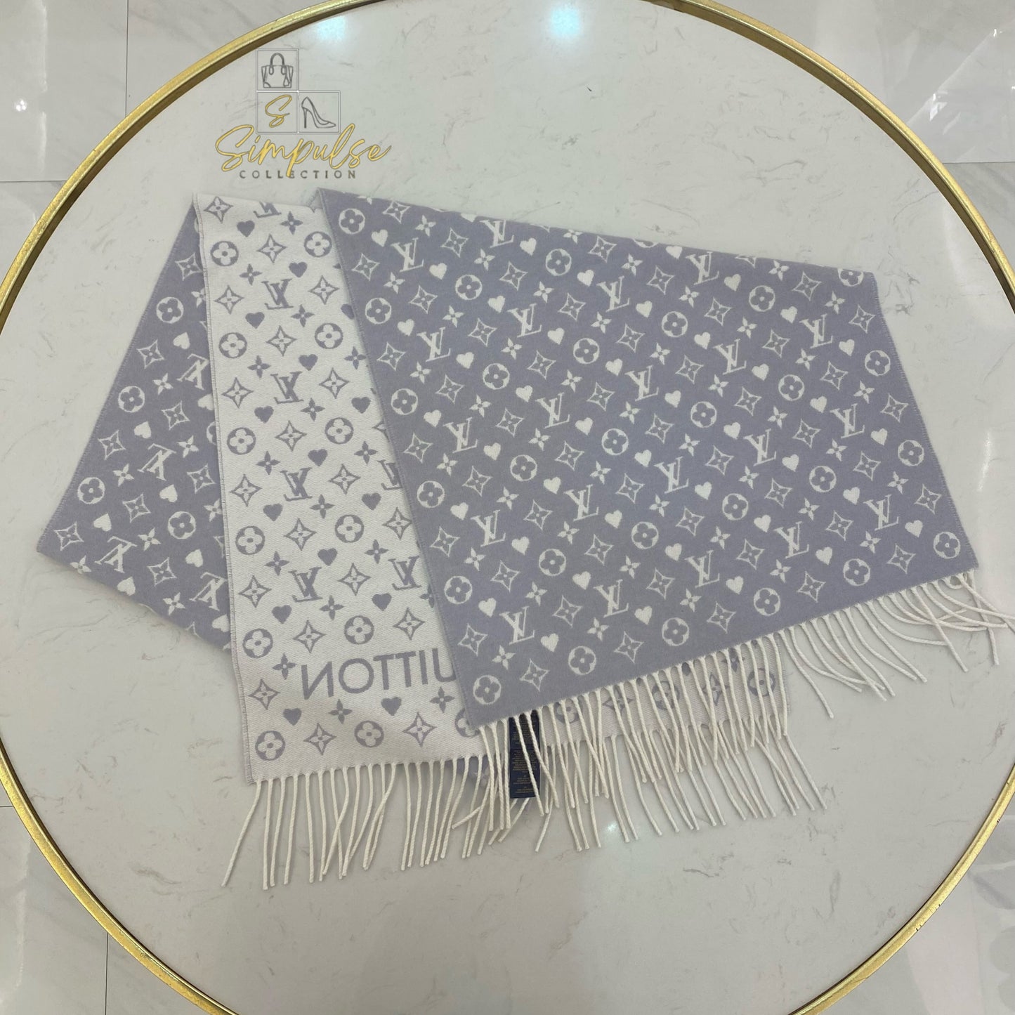 Louis Vuitton Blue and White Monogram Shawl