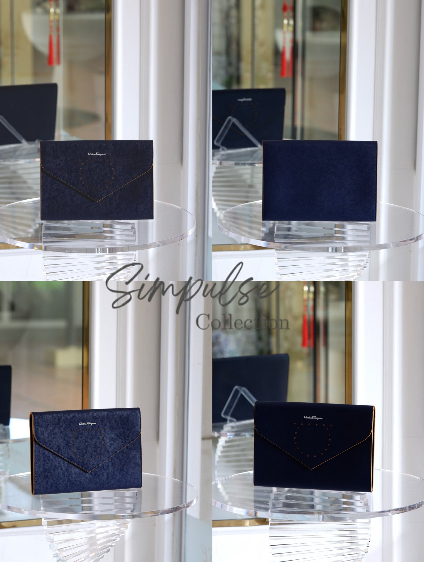 Salvatore Ferragamo Navy Blue Envelope