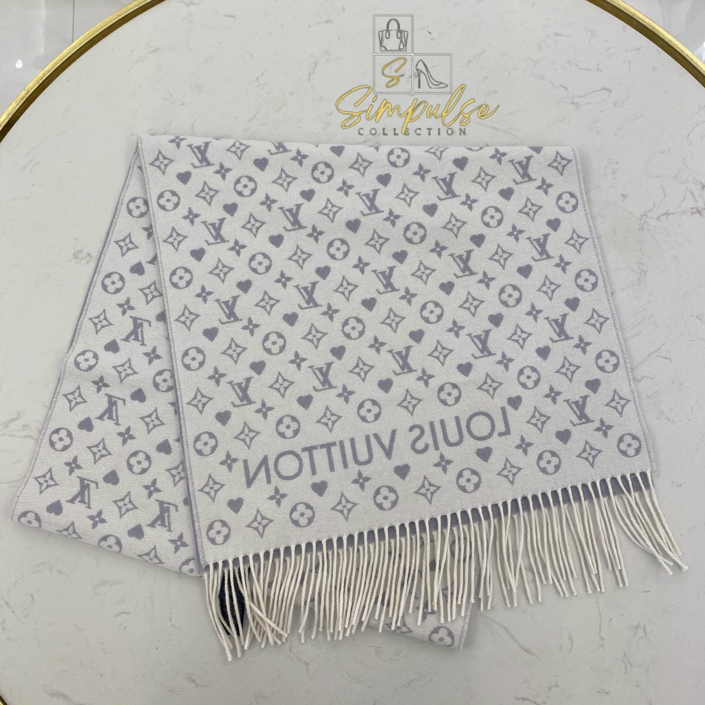 Louis Vuitton Blue and White Monogram Shawl