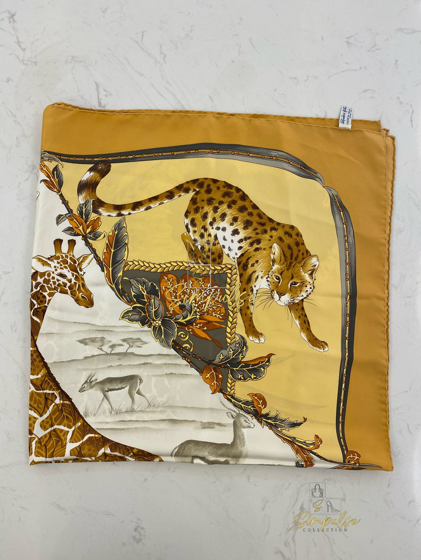 Salvatore Ferregamo Silk Scarf Safari Animal Motif