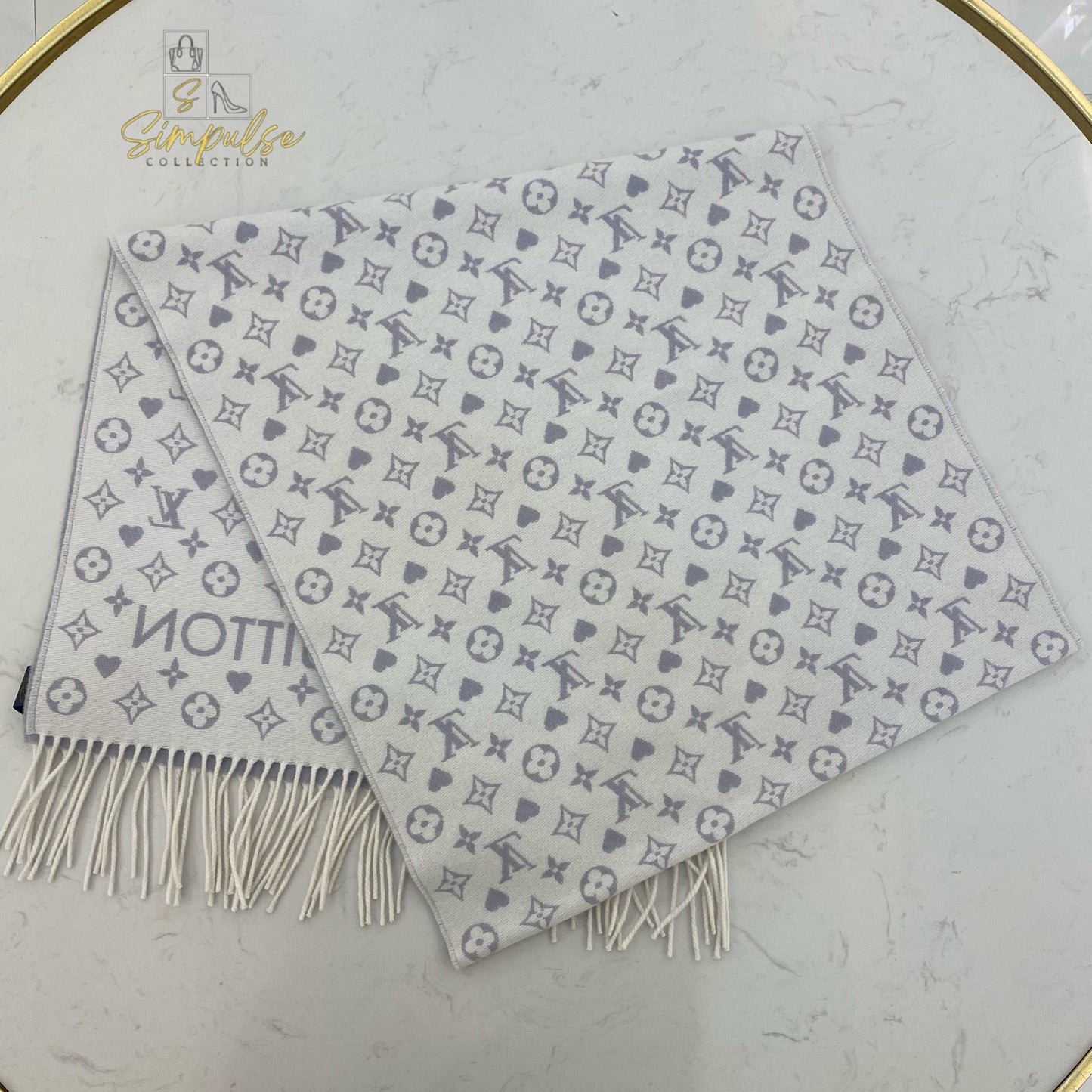 Louis Vuitton Blue and White Monogram Shawl