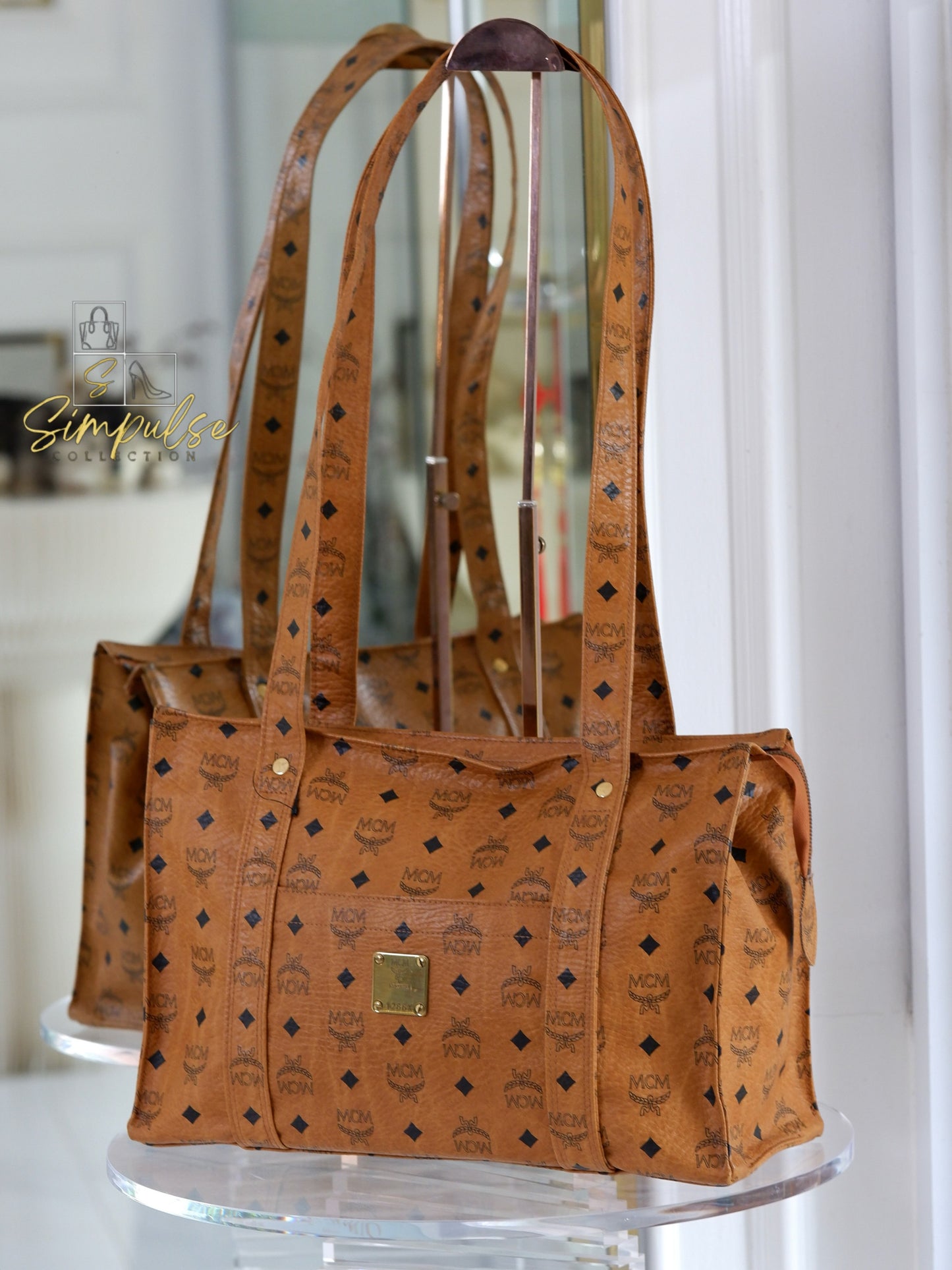 MCM Visetos Monogram Brown Tote Bag