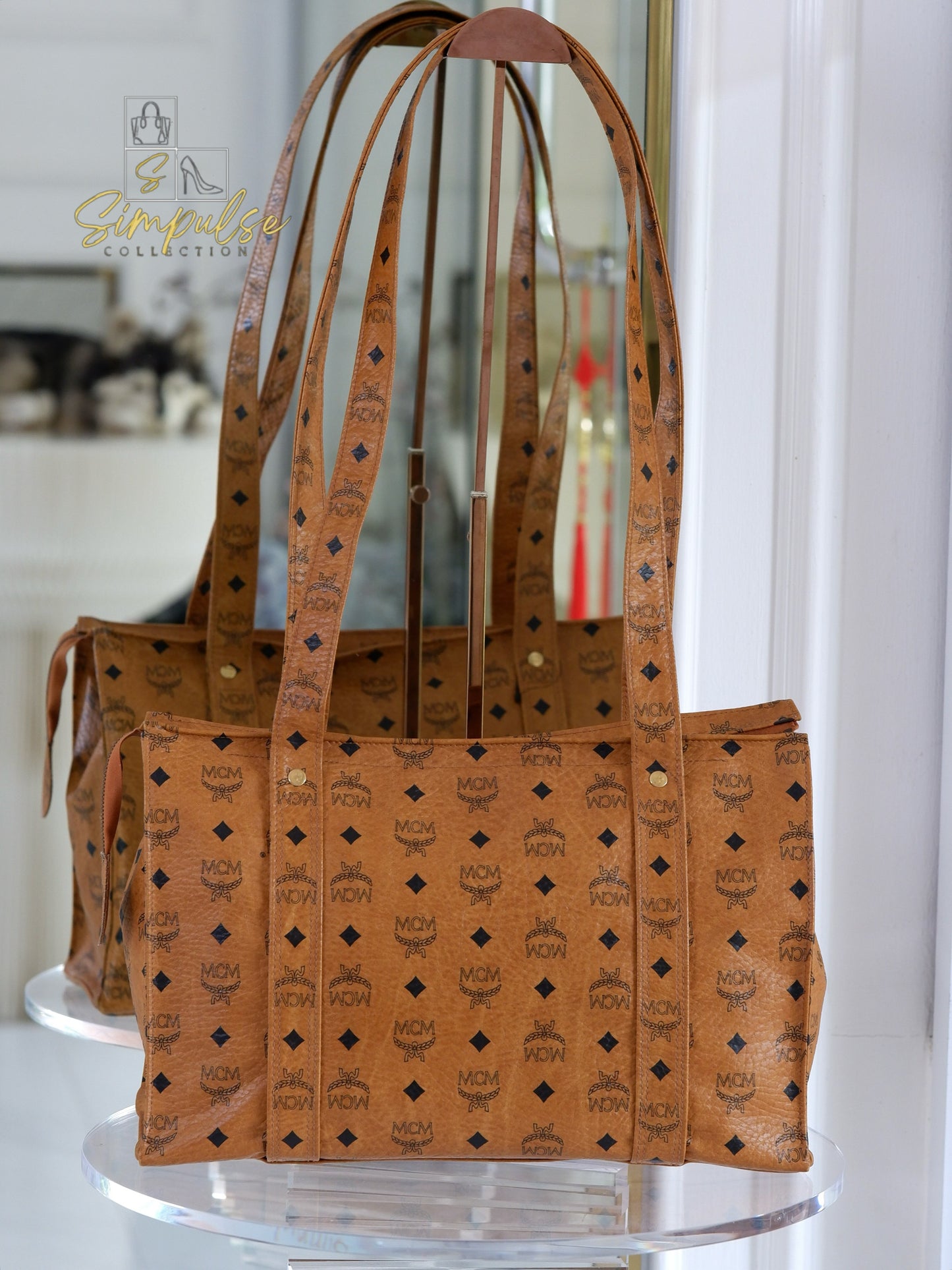 MCM Visetos Monogram Brown Tote Bag