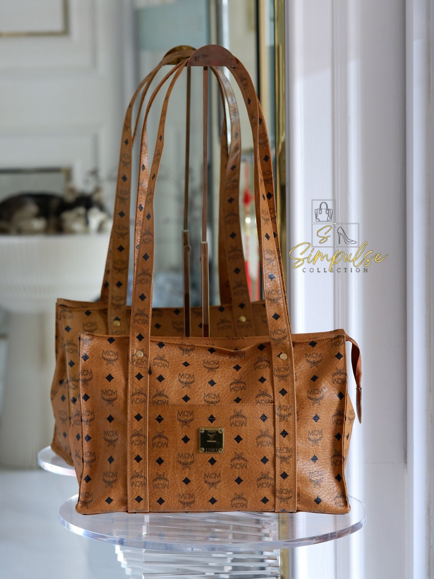 MCM Visetos Monogram Brown Tote Bag