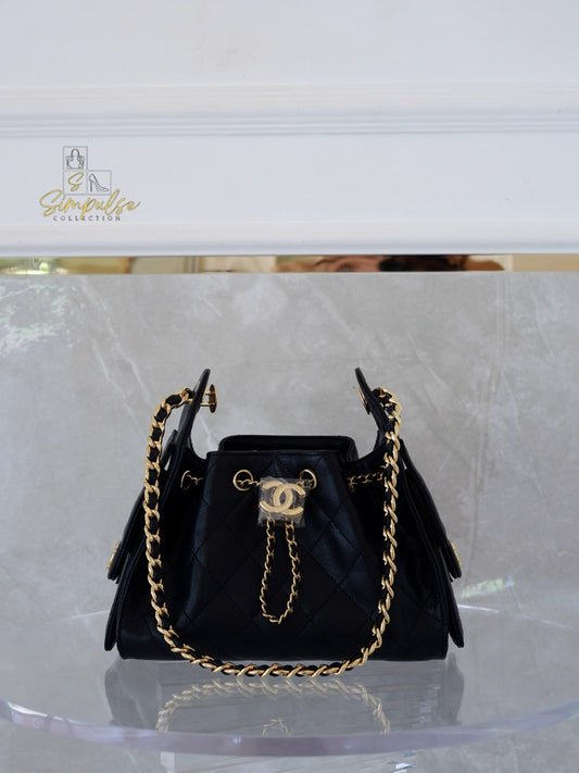 CHANEL C25 MINI CAVIAR BLACK GHW