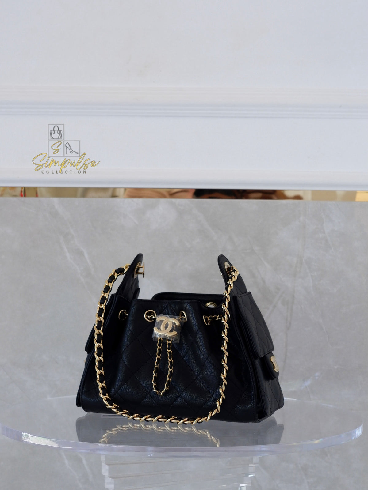 CHANEL C25 MINI CAVIAR BLACK GHW