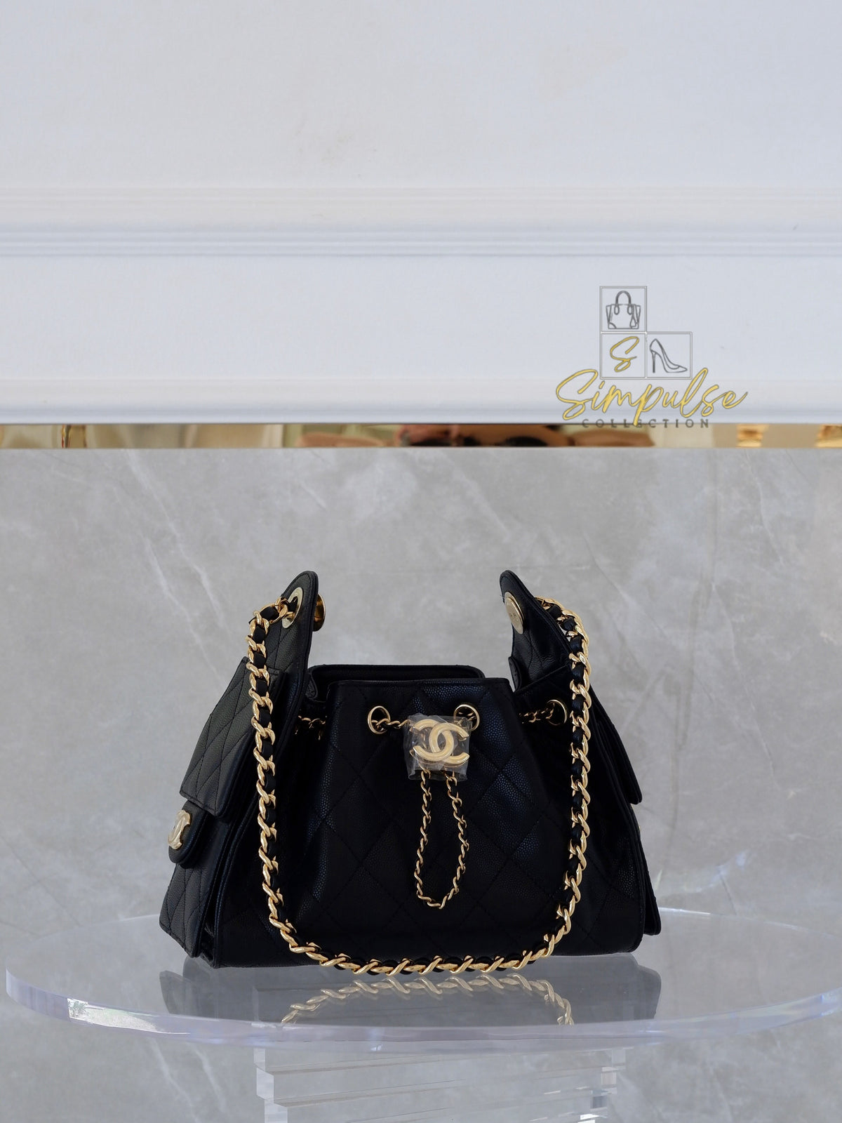 CHANEL C25 MINI CAVIAR BLACK GHW