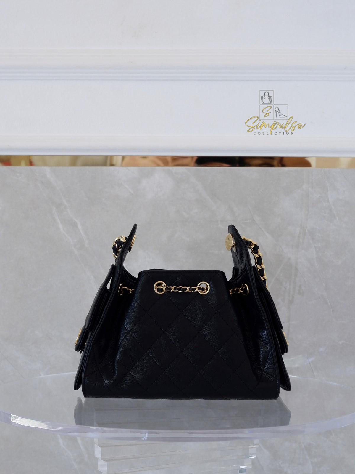 CHANEL C25 MINI CAVIAR BLACK GHW