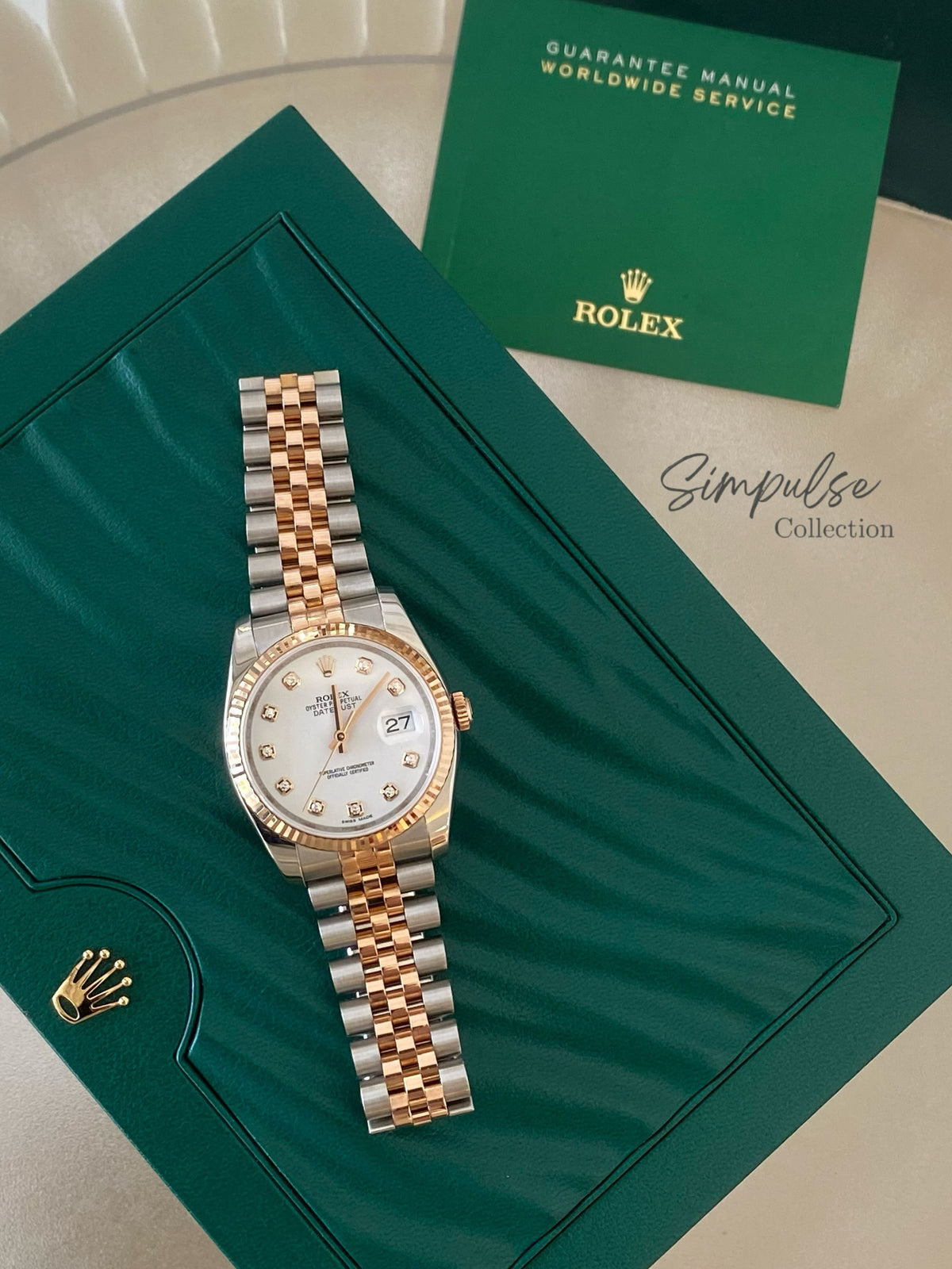 ROLEX DATEJUST TWO TONE ROSEGOLD W/ DIAMOND