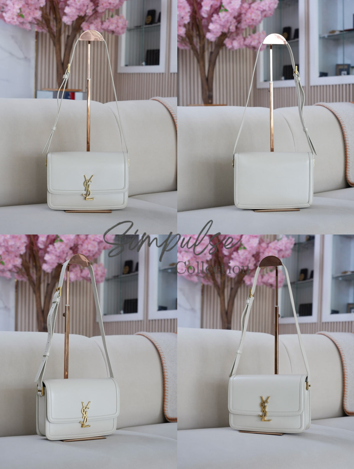 Yves Saint Laurent Smooth Calfskin Solferino Satchel in Ivory